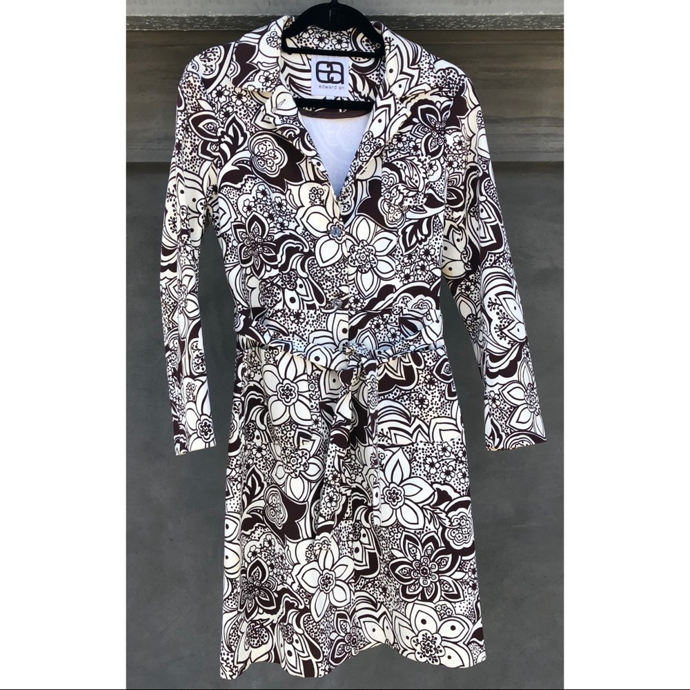 Edward An floral lightweight long jacket with tie